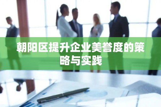 朝阳区提升企业美誉度的策略与实践