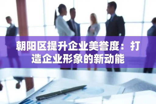 朝阳区提升企业美誉度：打造企业形象的新动能